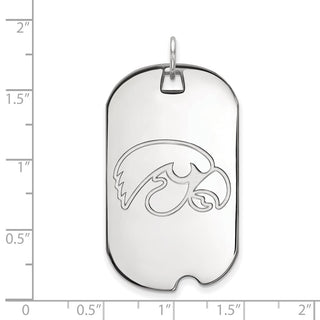 Sterling Silver Rhodium-plated LogoArt University of Iowa Hawk Large Dog Tag Pendant