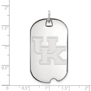 10k White Gold LogoArt University of Kentucky U-K Large Dog Tag Pendant