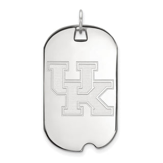 14k White Gold LogoArt University of Kentucky U-K Large Dog Tag Pendant