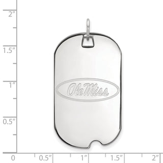 Sterling Silver Rhodium-plated LogoArt University of Mississippi Ole Miss Large Dog Tag Pendant