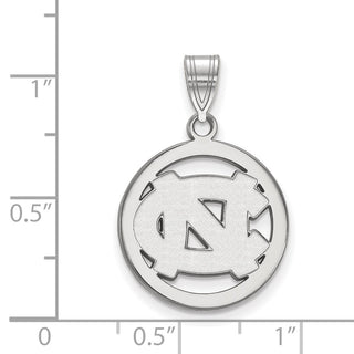 Sterling Silver Rhodium-plated LogoArt University of North Carolina N-C Medium Circle Pendant