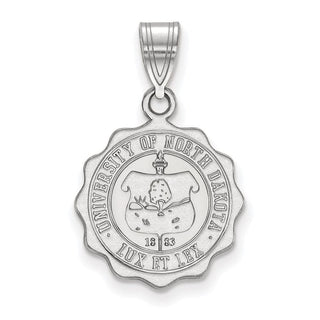 Sterling Silver Rhodium-plated LogoArt University of North Dakota Medium Crest Pendant