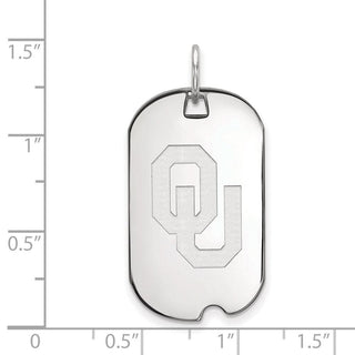 Sterling Silver Rhodium-plated LogoArt University of Oklahoma O-U Small Dog Tag Pendant