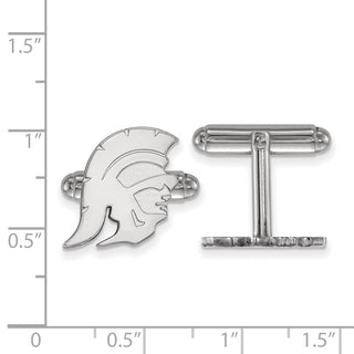 Sterling Silver Rhodium-plated LogoArt University of Southern California Trojan Cuff Links