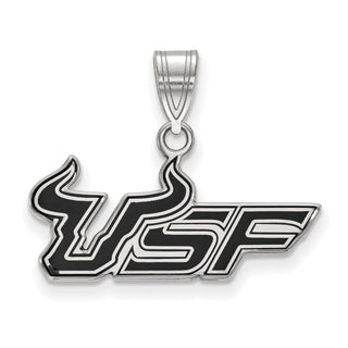 Sterling Silver Rhodium-plated LogoArt University of South Florida U-S-F Medium Enameled Pendant
