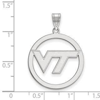 Sterling Silver Rhodium-plated LogoArt Virginia Tech V-T Extra Large Circle Pendant