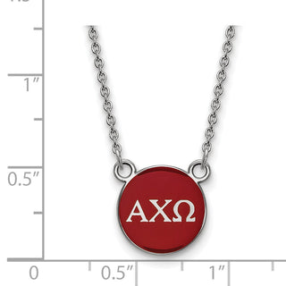 Sterling Silver Rhodium-plated LogoArt Alpha Chi Omega Sorority Greek Letters Small Color Enamel Pendant 18 inch Necklace SS029ACO-18