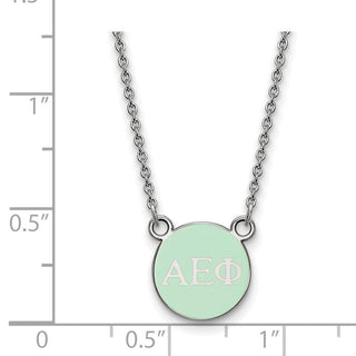 Sterling Silver Rhodium-plated LogoArt Alpha Epsilon Phi Sorority Greek Letters Extra Small Color Enamel Pendant 18 inch Necklace SS029AEP-18