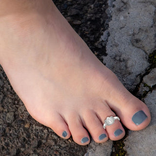 Sterling Silver Rhodium-plated LogoArt Auburn University Toe Ring