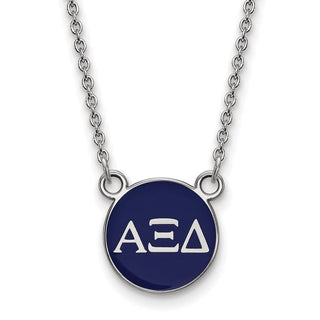 Sterling Silver Rhodium-plated LogoArt Alpha Xi Delta Sorority Greek Letters Small Color Enamel Pendant 18 inch Necklace