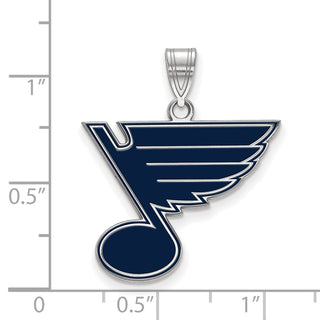 Sterling Silver Rhodium-plated NHL LogoArt St. Louis Blues Large Enameled Pendant