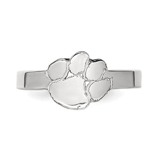 Sterling Silver Rhodium-plated LogoArt Clemson University Tiger Paw Toe Ring