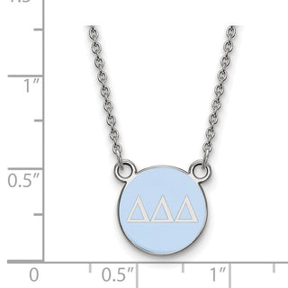 Sterling Silver Rhodium-plated LogoArt Delta Delta Delta Sorority Greek Letters Small Color Enamel Pendant 18 inch Necklace SS029DDD-18