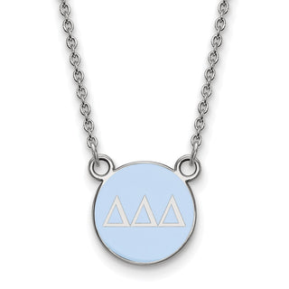 Sterling Silver Rhodium-plated LogoArt Delta Delta Delta Sorority Greek Letters Small Color Enamel Pendant 18 inch Necklace SS029DDD-18