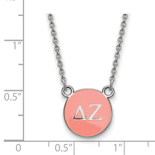 Sterling Silver Rhodium-plated LogoArt Delta Zeta Sorority Greek Letters Small Color Enamel Pendant 18 inch Necklace SS029DZ-18
