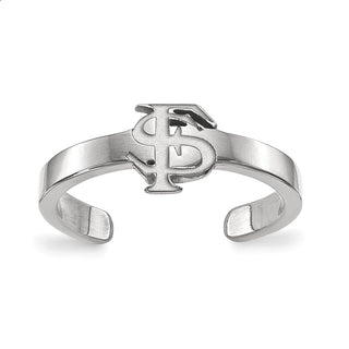 Sterling Silver Rhodium-plated LogoArt Florida State University F-S Toe Ring