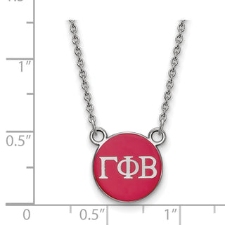 Sterling Silver Rhodium-plated LogoArt Gamma Phi Beta Sorority Greek Letters Small Color Enamel Pendant 18 inch Necklace SS029GPB-18