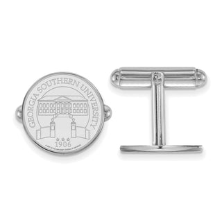 Sterling Silver Rhodium-plated LogoArt Georgia Southern University Crest Cuff Links