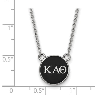 Sterling Silver Kappa Alpha Theta Sorority Pendant Necklace - Small Greek Letters Enamel, 18in Chain, Pendant Size 12 x 12mm, Rhodium-Plated