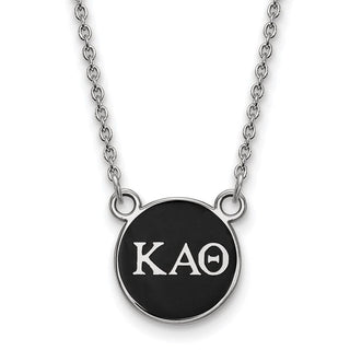 Sterling Silver Rhodium-plated LogoArt Kappa Alpha Theta Sorority Greek Letters Small Color Enamel Pendant 18 inch Necklace