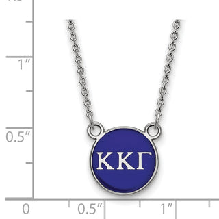 Sterling Silver Rhodium-plated LogoArt Kappa Kappa Gamma Sorority Greek Letters Small Color Enamel Pendant 18 inch Necklace SS029KKG-18