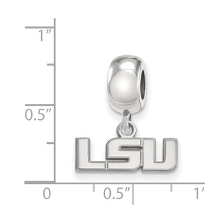 Sterling Silver Rhodium-plated LogoArt Louisiana State University L-S-U Extra Small Dangle Bead Charm