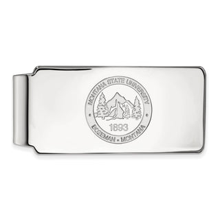 Sterling Silver Rhodium-plated LogoArt Montana State University Crest Money Clip