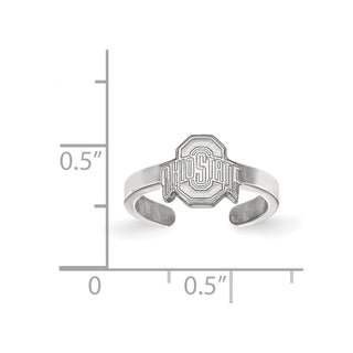 Sterling Silver Rhodium-plated LogoArt The Ohio State University Toe Ring