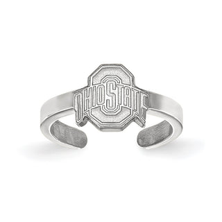 Sterling Silver Rhodium-plated LogoArt The Ohio State University Toe Ring