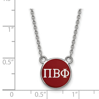 Sterling Silver Rhodium-plated LogoArt Pi Beta Phi Sorority Greek Letters Small Color Enamel Pendant 18 inch Necklace SS029PBP-18
