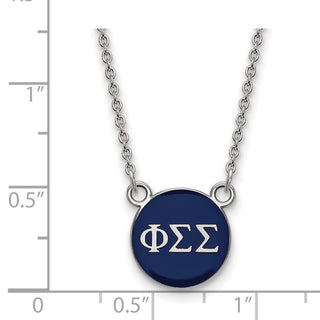 Sterling Silver Rhodium-plated LogoArt Phi Sigma Sigma Sorority Greek Letters Small Color Enamel Pendant 18 inch Necklace SS029PSS-18