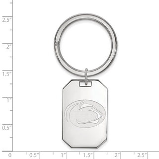 Sterling Silver Rhodium-plated LogoArt Penn State University Lion Key Ring