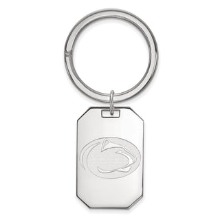 Sterling Silver Rhodium-plated LogoArt Penn State University Lion Key Ring