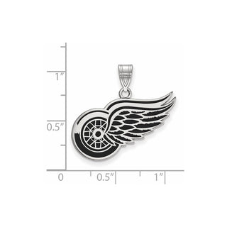 Sterling Silver Rhodium-plated NHL LogoArt Detroit Red Wings Large Enameled Pendant