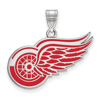 Sterling Silver Rhodium-plated NHL LogoArt Detroit Red Wings Large Enameled Pendant
