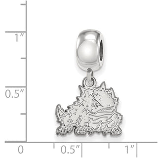 Sterling Silver Rhodium-plated LogoArt Texas Christian University Horned Frog Small Dangle Bead Charm
