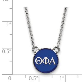 Sterling Silver Rhodium-plated LogoArt Theta Phi Alpha Sorority Greek Letters Small Color Enamel Pendant 18 inch Necklace SS029TPA-18