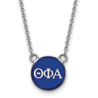 Sterling Silver Rhodium-plated LogoArt Theta Phi Alpha Sorority Greek Letters Small Color Enamel Pendant 18 inch Necklace SS029TPA-18