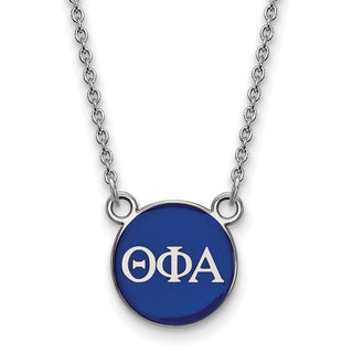 Sterling Silver Rhodium-plated LogoArt Theta Phi Alpha Sorority Greek Letters Small Color Enamel Pendant 18 inch Necklace SS029TPA-18