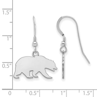 Sterling Silver Rhodium-plated LogoArt University of California Berkeley Bear Small Dangle Wire Earrings