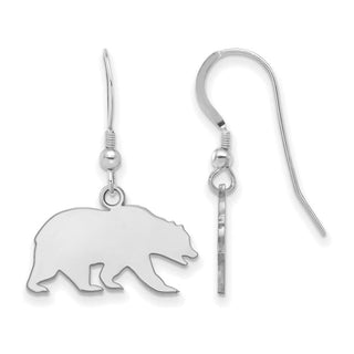 Sterling Silver Rhodium-plated LogoArt University of California Berkeley Bear Small Dangle Wire Earrings