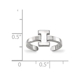 Sterling Silver Rhodium-plated LogoArt University of Illinois Letter I Toe Ring