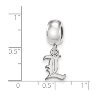 Sterling Silver Rhodium-plated LogoArt University of Louisville Letter L Extra Small Dangle Bead Charm
