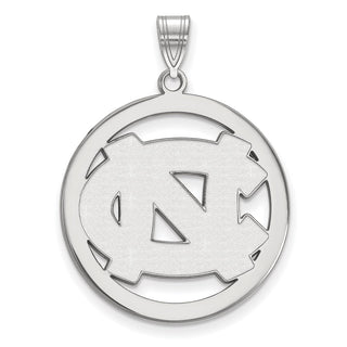 Sterling Silver Rhodium-plated LogoArt University of North Carolina N-C Extra Large Circle Pendant