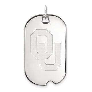 Sterling Silver Rhodium-plated LogoArt University of Oklahoma O-U Large Dog Tag Pendant