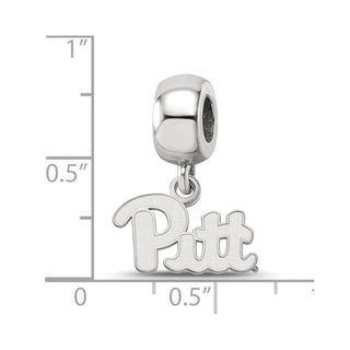 Sterling Silver Rhodium-plated LogoArt University of Pittsburgh Extra Small Dangle Bead Charm