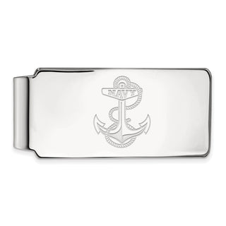 Sterling Silver Rhodium-plated LogoArt US Naval Academy Anchor Money Clip