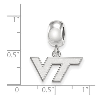 Sterling Silver Rhodium-plated LogoArt Virginia Tech V-T Extra Small Dangle Bead Charm