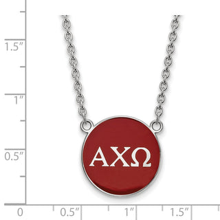 Sterling Silver Rhodium-plated LogoArt Alpha Chi Omega Sorority Greek Letters Large Color Enamel Pendant 18 inch Necklace SS030ACO-18