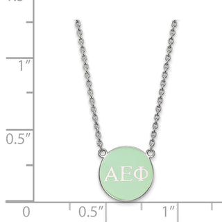 Sterling Silver Rhodium-plated LogoArt Alpha Epsilon Phi Sorority Greek Letters Small Color Enamel Pendant 18 inch Necklace SS030AEP-18